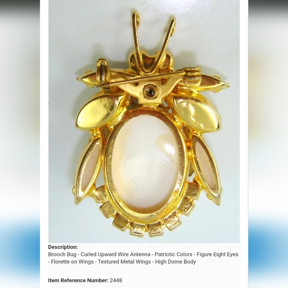 Vintage JULIANA Delizza & Elster Milk Glass Bee Bug Insect Pin Brooch - Picture 3 of 16